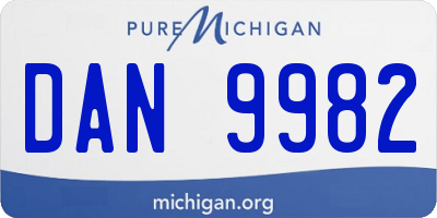 MI license plate DAN9982