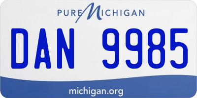 MI license plate DAN9985