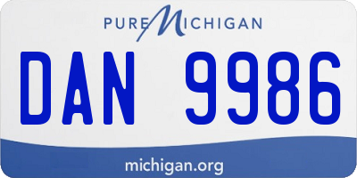 MI license plate DAN9986