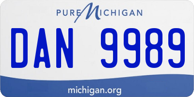 MI license plate DAN9989