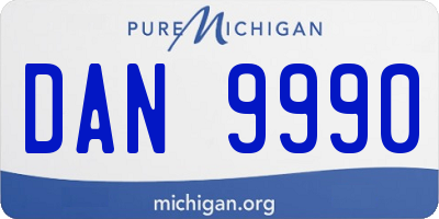MI license plate DAN9990