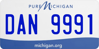 MI license plate DAN9991