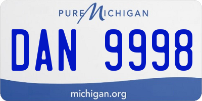 MI license plate DAN9998
