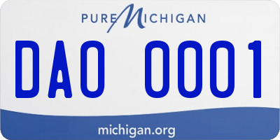 MI license plate DAO0001