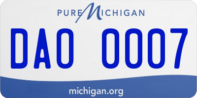 MI license plate DAO0007