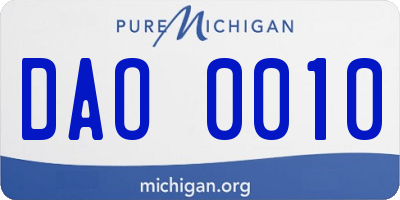 MI license plate DAO0010