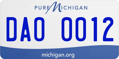 MI license plate DAO0012