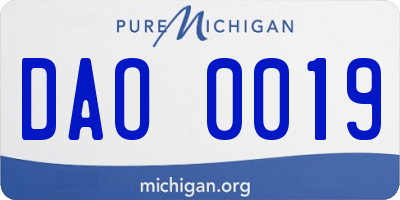 MI license plate DAO0019