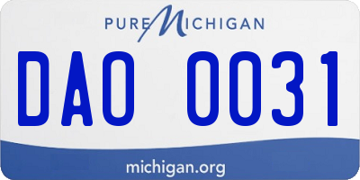 MI license plate DAO0031