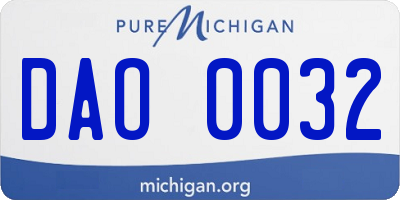 MI license plate DAO0032