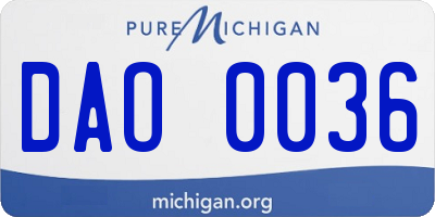 MI license plate DAO0036