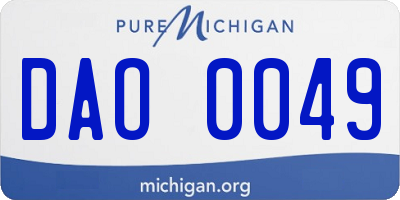 MI license plate DAO0049