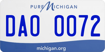 MI license plate DAO0072