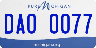 MI license plate DAO0077