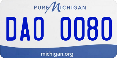 MI license plate DAO0080