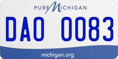 MI license plate DAO0083