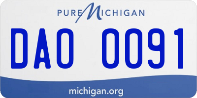 MI license plate DAO0091