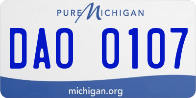 MI license plate DAO0107