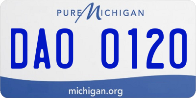 MI license plate DAO0120