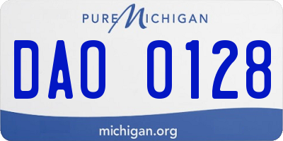MI license plate DAO0128