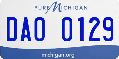 MI license plate DAO0129