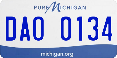 MI license plate DAO0134