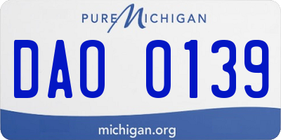 MI license plate DAO0139