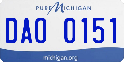 MI license plate DAO0151