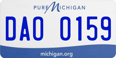 MI license plate DAO0159