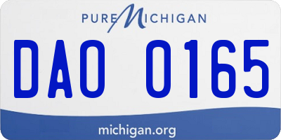 MI license plate DAO0165