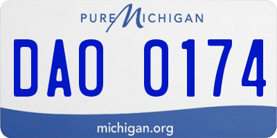 MI license plate DAO0174