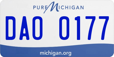MI license plate DAO0177