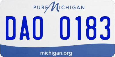 MI license plate DAO0183