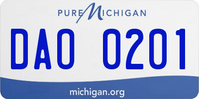 MI license plate DAO0201