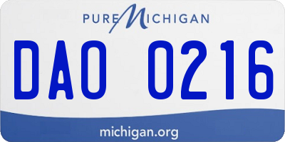 MI license plate DAO0216