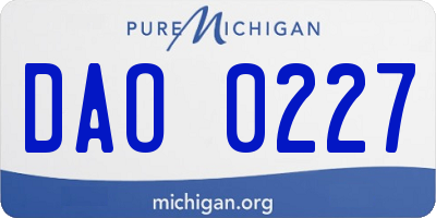 MI license plate DAO0227