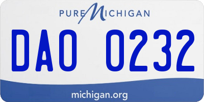 MI license plate DAO0232