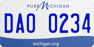 MI license plate DAO0234