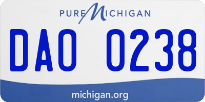 MI license plate DAO0238