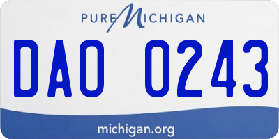 MI license plate DAO0243