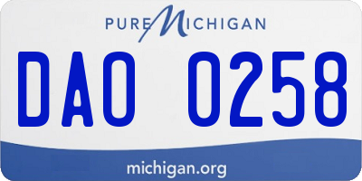 MI license plate DAO0258