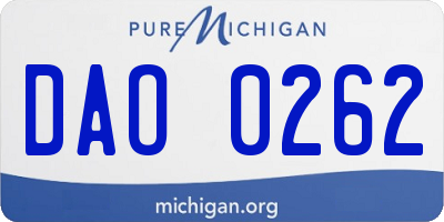 MI license plate DAO0262