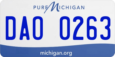 MI license plate DAO0263