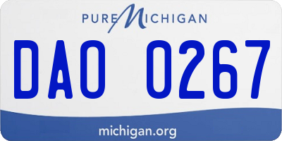MI license plate DAO0267