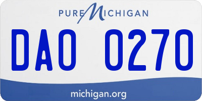 MI license plate DAO0270