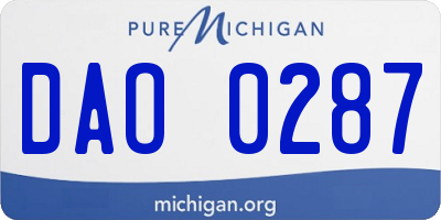 MI license plate DAO0287