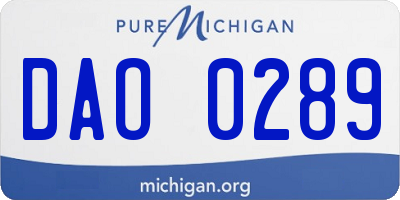 MI license plate DAO0289
