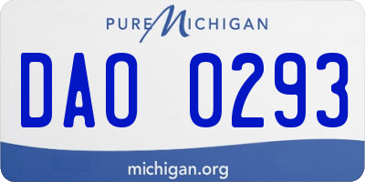 MI license plate DAO0293