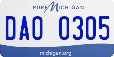 MI license plate DAO0305