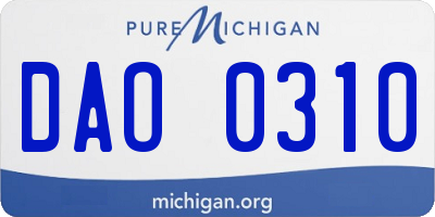 MI license plate DAO0310